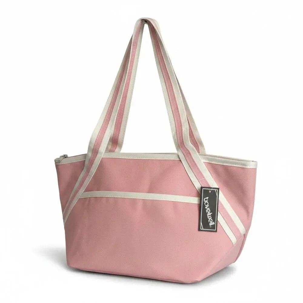 NWT Travelwell Pink and White Insulated Cooler Lunch Tote Bag